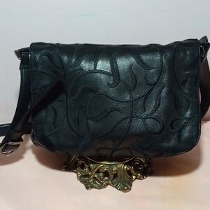 Elegant Black Embossed Shoulder Bag